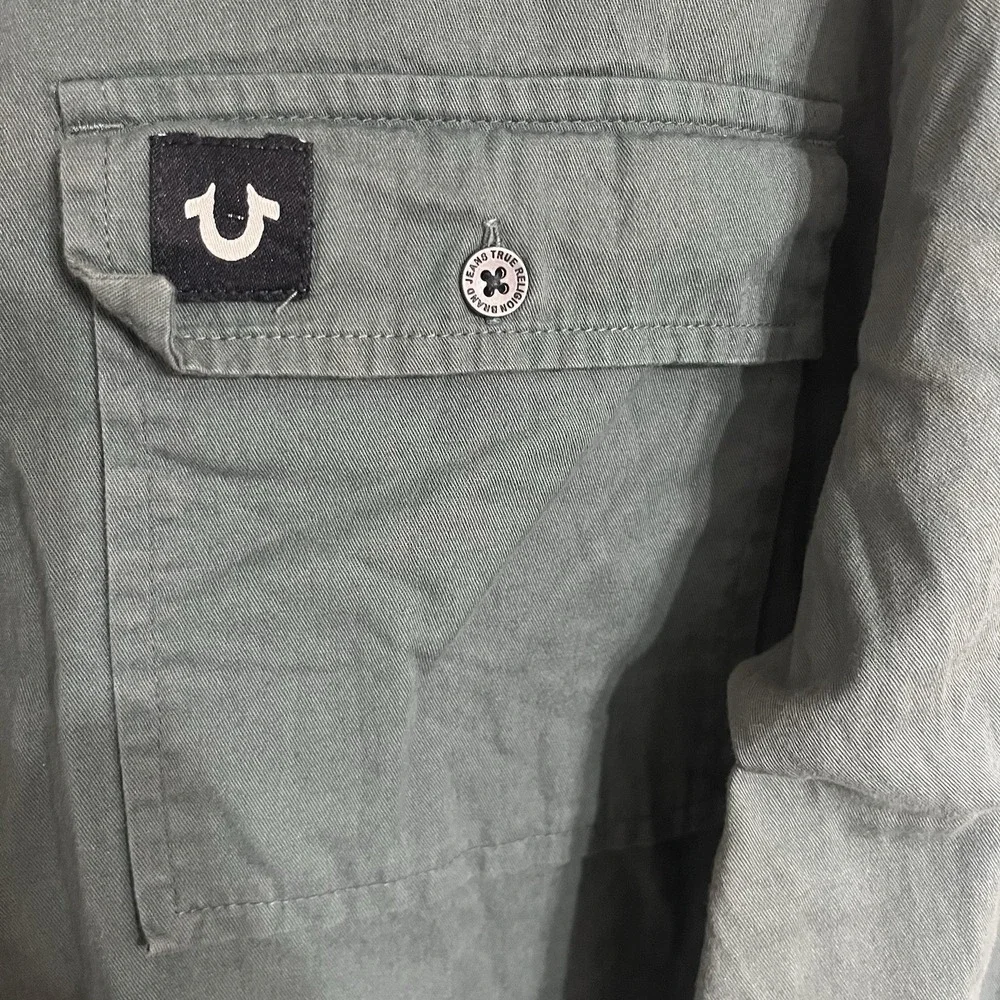 True Religion Dark Green Long Sleeve Button Down Men's Shirt Size‎ XL Y2K 90s